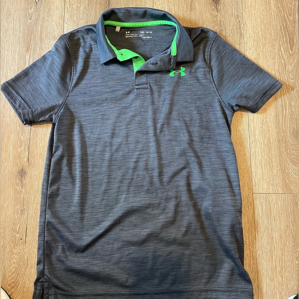 Under Armour Boy’s Charcoal Polo with Lime Highlights